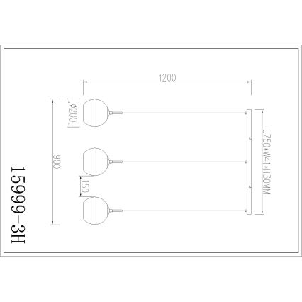 Globo - Cable-suspended pendant 3xE27/60W/230V