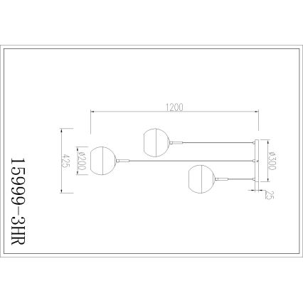 Globo - Cable-suspended pendant 3xE27/60W/230V