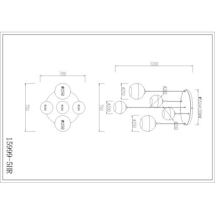 Globo - Cable Pendant Chandelier 5xE27/60W/230V