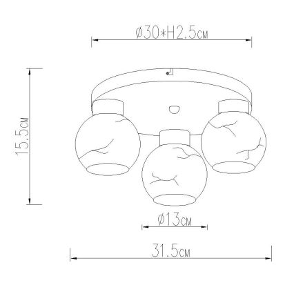 Globo - Ceiling light 3xE27/60W/230V pr. 31,5 cm