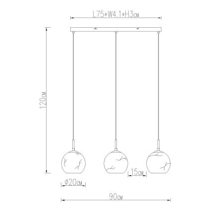 Globo - Cable Pendant Light 3xE27/60W/230V