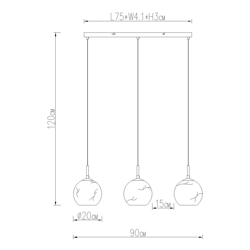 Globo - Cable Pendant Light 3xE27/60W/230V