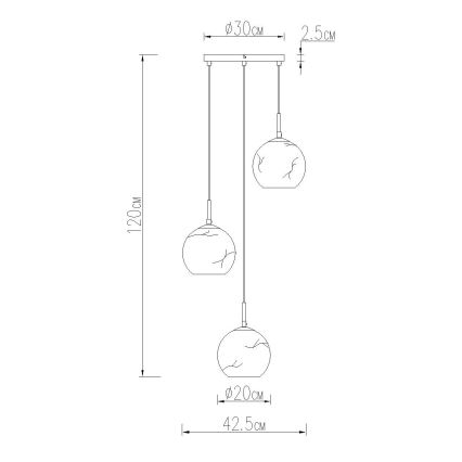 Globo - Cable pendant light 3xE27/60W/230V Ø 42,5 cm