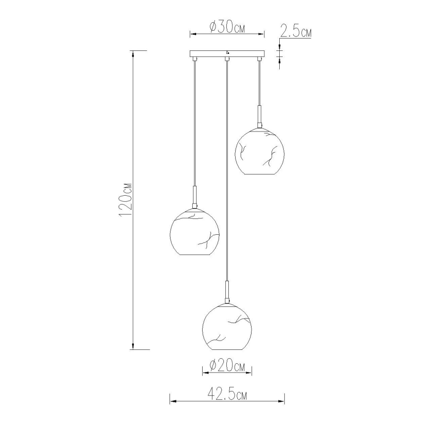 Globo - Cable pendant light 3xE27/60W/230V Ø 42,5 cm