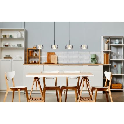 Globo - LED pendant light on cable LED/24W/230V black/smoked