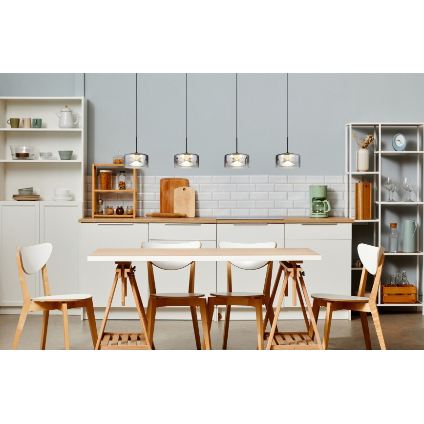 Globo - LED pendant light on cable LED/24W/230V black/smoked