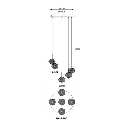 Globo - LED Chandelier on a string 5xLED/6,6W/230V 3000/4500/6500K