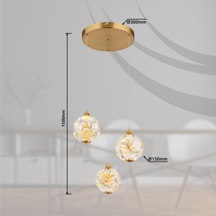 Globo - LED cable-suspended chandelier LED/24W/230V 3000K Gold
