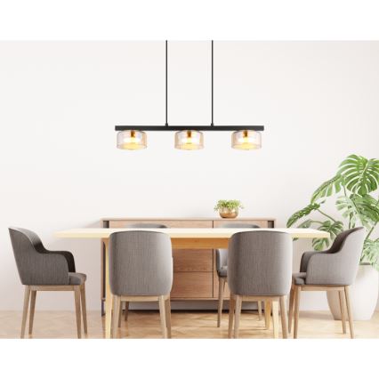 Globo - LED Chandelier on a string 3xGX53/6W/230V smoky/brown