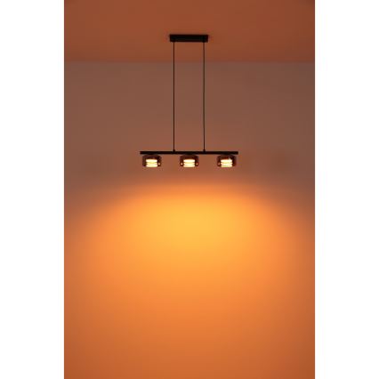 Globo - LED Chandelier on a string 3xGX53/6W/230V smoky/black