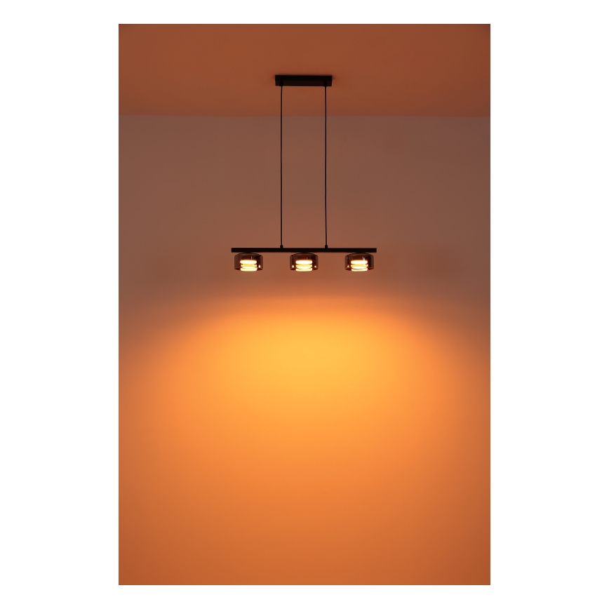 Globo - LED Chandelier on a string 3xGX53/6W/230V smoky/black