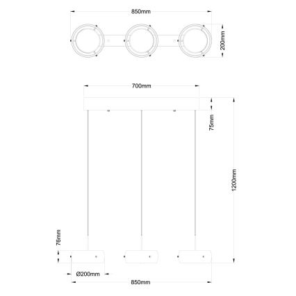 Globo - Cable-Suspended LED Chandelier LED/30W/230V 3000K