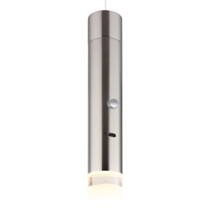 Globo - LED Dimmable Touch Rechargeable 2-in-1 Lamp LED/2W/230/5V Matte Chrome
