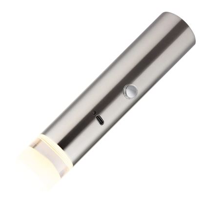 Globo - LED Dimmable Touch Rechargeable 2-in-1 Lamp LED/2W/230/5V Matte Chrome