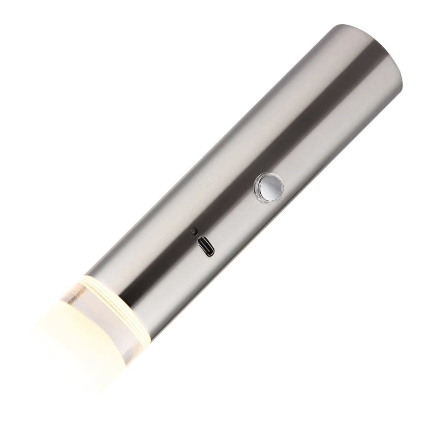 Globo - LED Dimmable Touch Rechargeable 2-in-1 Lamp LED/2W/230/5V Matte Chrome