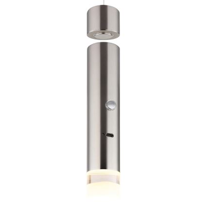 Globo - LED Dimmable Touch Rechargeable 2-in-1 Lamp LED/2W/230/5V Matte Chrome