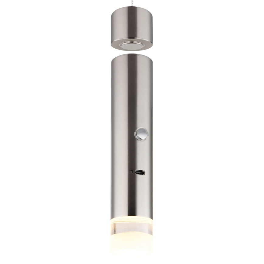 Globo - LED Dimmable Touch Rechargeable 2-in-1 Lamp LED/2W/230/5V Matte Chrome
