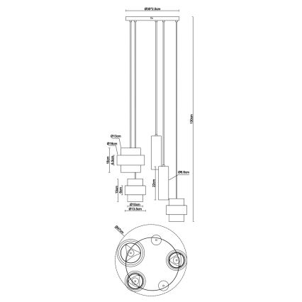 Globo - Pendant light on cable 3xE27/40W/230V + 2xGU10/10W
