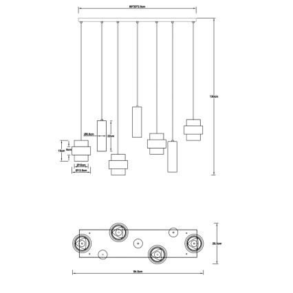 Globo - Cable-hung pendant light 4xE27/40W/230V + 3xGU10/10W