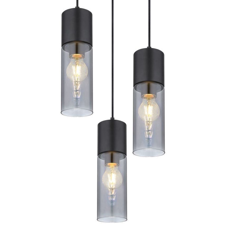 Globo - Chandelier on a string 3xE27/25W/230V d. 30 cm black