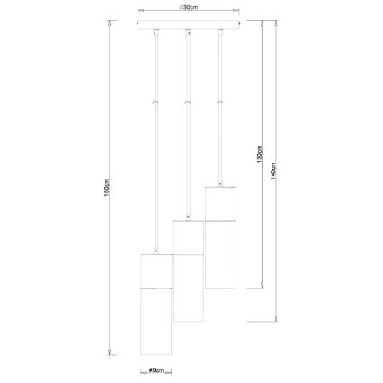 Globo - Chandelier on a string 3xE27/25W/230V d. 30 cm black