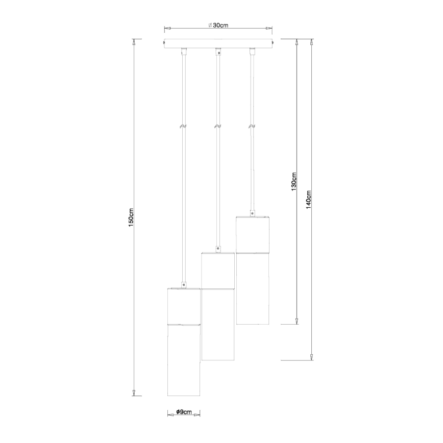 Globo - Chandelier on a string 3xE27/25W/230V d. 30 cm black