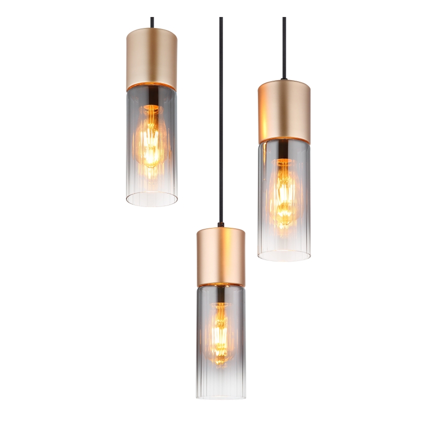 Globo - Cable-hung pendant light 3xE27/25W/230V bronze Ø 30 cm