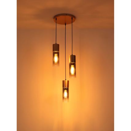 Globo - Chandelier on a string 3xE27/25W/230V bronze d. 34 cm