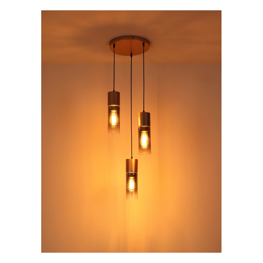 Globo - Chandelier on a string 3xE27/25W/230V bronze d. 34 cm