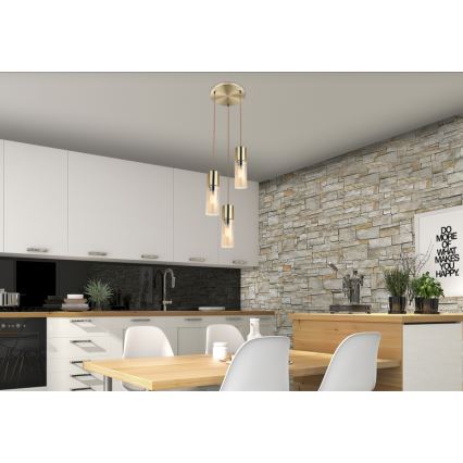 Globo - Chandelier on a string 3xE27/25W/230V d. 30 cm brass