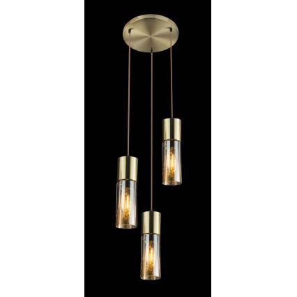 Globo - Chandelier on a string 3xE27/25W/230V d. 30 cm brass