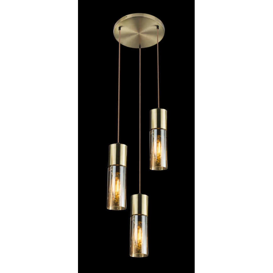 Globo - Chandelier on a string 3xE27/25W/230V d. 30 cm brass