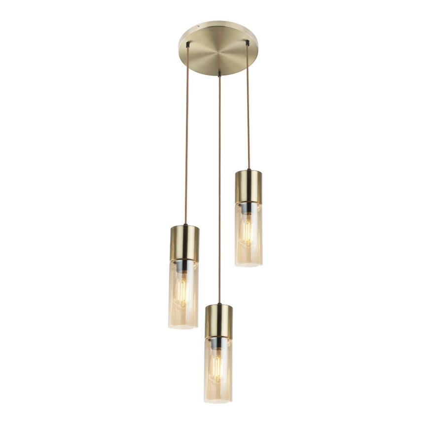 Globo - Chandelier on a string 3xE27/25W/230V d. 30 cm brass