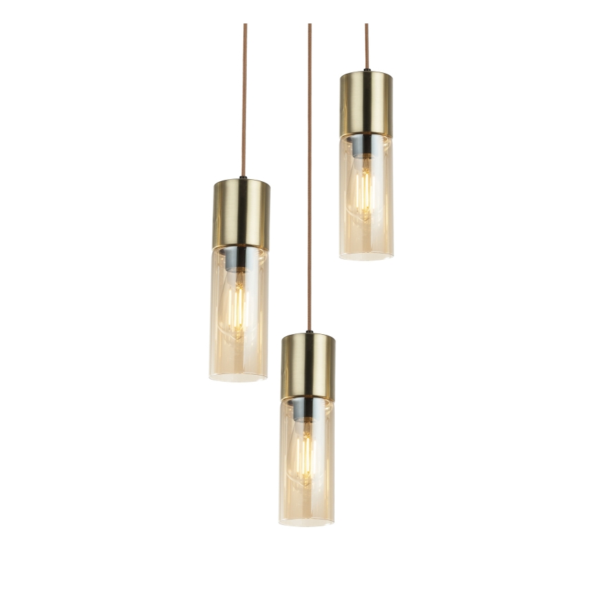 Globo - Chandelier on a string 3xE27/25W/230V d. 30 cm brass