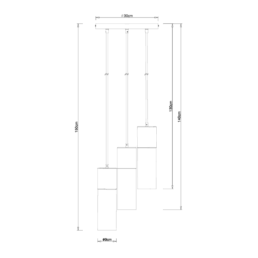 Globo - Chandelier on a string 3xE27/25W/230V d. 30 cm brass