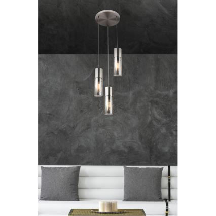 Globo - Chandelier on a string 3xE27/25W/230V d. 30 cm matte chrome