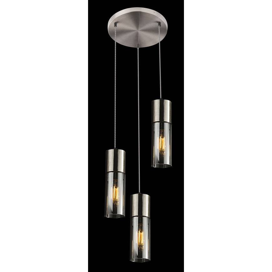 Globo - Chandelier on a string 3xE27/25W/230V d. 30 cm matte chrome