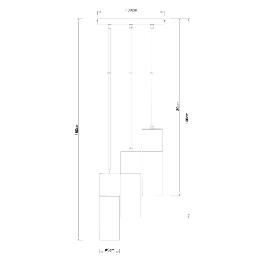 Globo - Chandelier on a string 3xE27/25W/230V d. 30 cm matte chrome