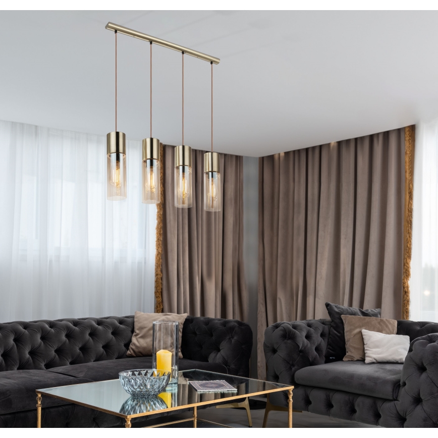 Globo - Chandelier on a string 4xE27/25W/230V brass