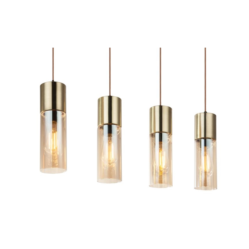Globo - Chandelier on a string 4xE27/25W/230V brass