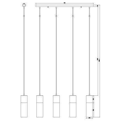 Globo - Chandelier on a string 4xE27/25W/230V brass