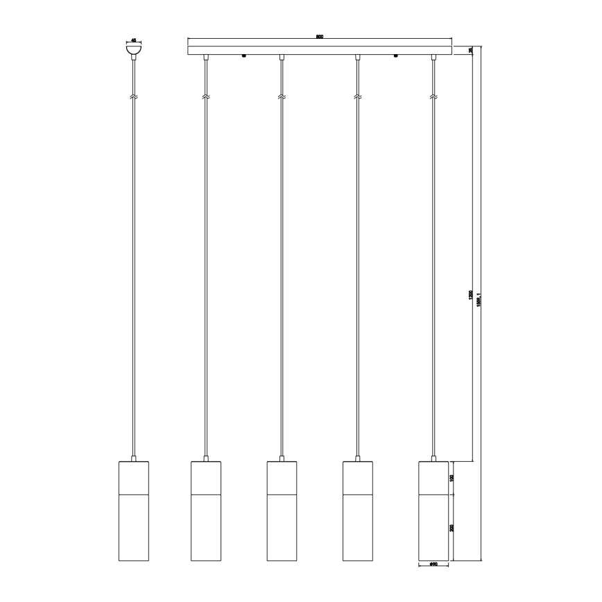 Globo - Chandelier on a string 4xE27/25W/230V brass