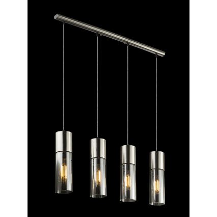 Globo - Chandelier on a string 4xE27/25W/230V matte chrome