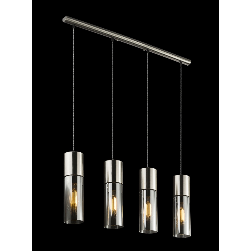 Globo - Chandelier on a string 4xE27/25W/230V matte chrome