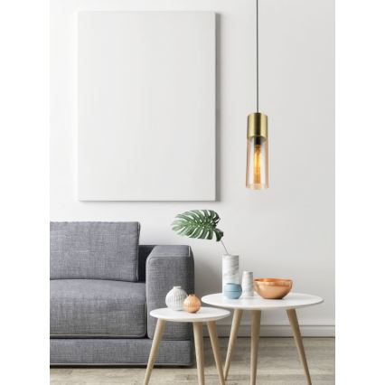 Globo - Chandelier on a string 1xE27/25W/230V d. 10,5 cm brass
