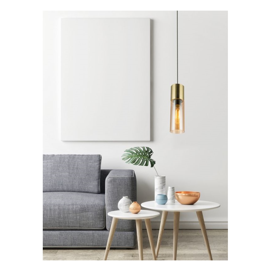 Globo - Chandelier on a string 1xE27/25W/230V d. 10,5 cm brass