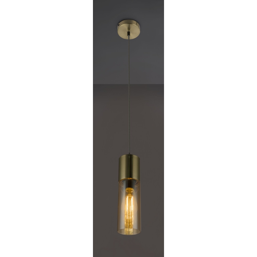 Globo - Chandelier on a string 1xE27/25W/230V d. 10,5 cm brass