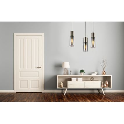 Globo - Chandelier on a string 1xE27/25W/230V d. 10,5 cm matte chrome