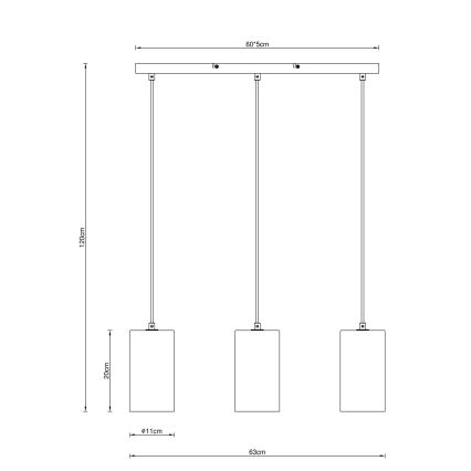 Globo - Chandelier on a string 3xE14/25W/230V black