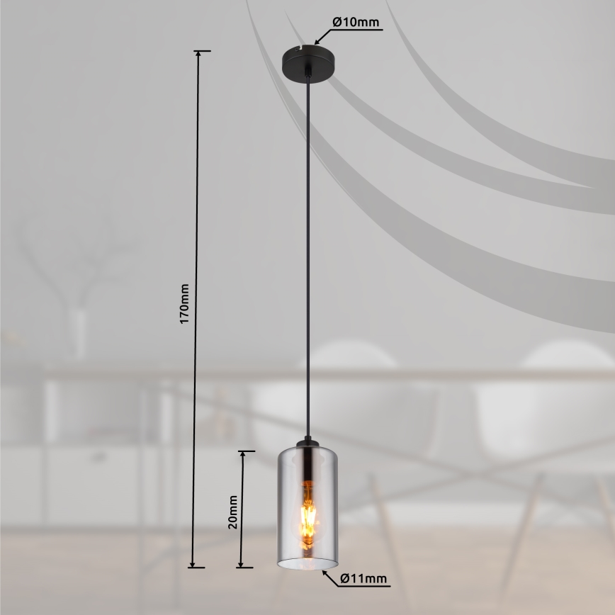 Globo - Chandelier on a string 1xE27/25W/230V d. 11 cm black
